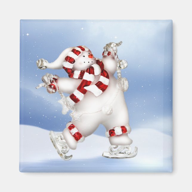 Skating Snowman Magnet (Front)