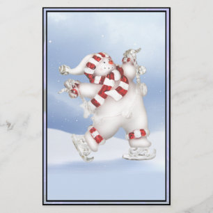 Skating Snowman Stationary Stationery