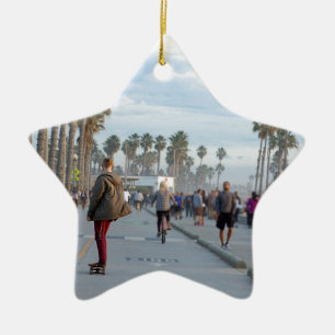 skating to venice beach ceramic tree decoration