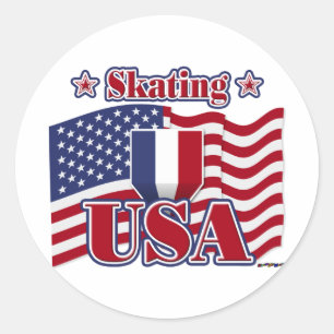 Skating USA Classic Round Sticker