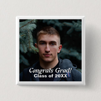 Skaymarts | Congrats Grad Photo Custom Pinback 15 Cm Square Badge