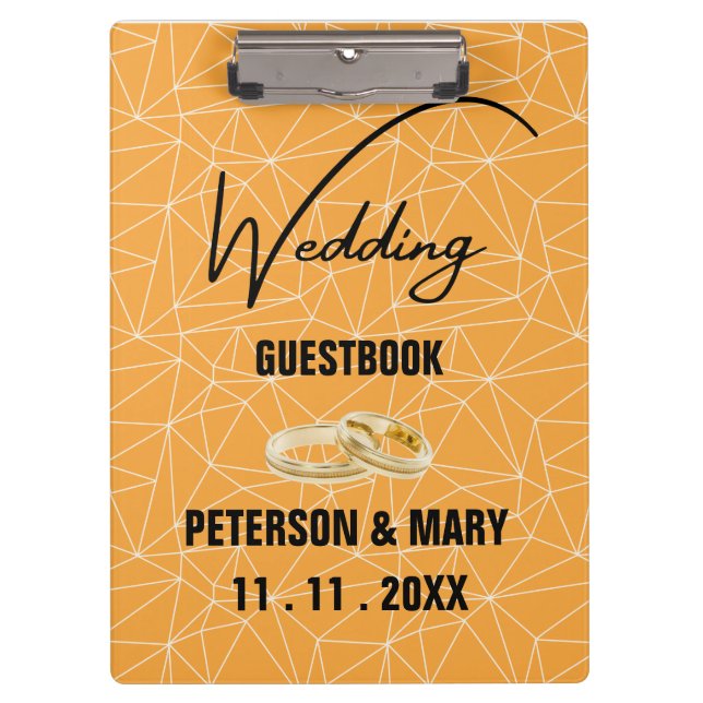 Skaymarts | Elegant Yellow Black Wedding Guest Clipboard (Front)