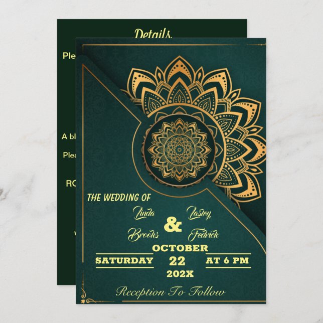 Skaymarts | Mandala Calligraphic script Wedding In Invitation (Front/Back)