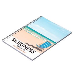 skegness vintage train travel poster. spiral notebook