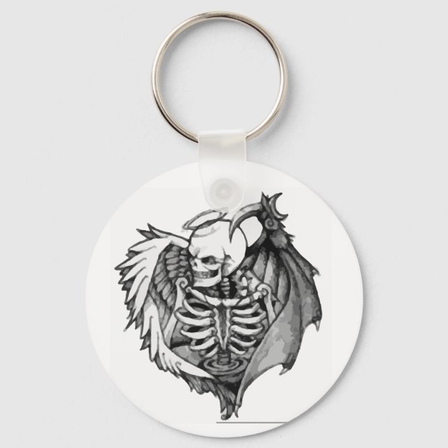 Skelaton With Wings Key Ring (Front)