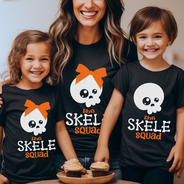 Skele Squad Bow Halloween Matching Family Group T-Shirt (Creator Uploaded)