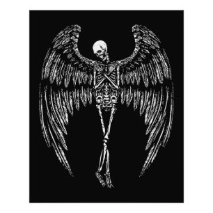 Skeletal Angel Wings in Black and White Photo Print
