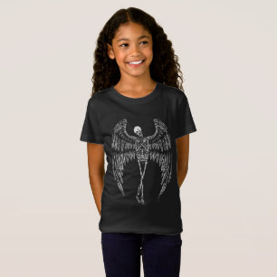 Skeletal Angel Wings in Black and White T-Shirt