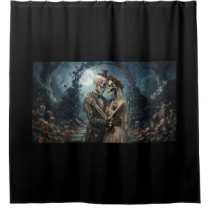Skeletal Bride and Groom Gothic Shower Curtain