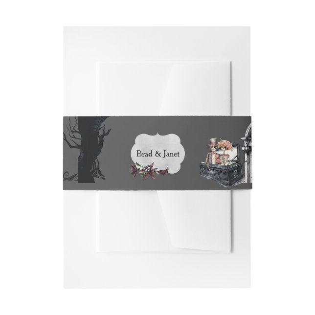 Skeletal Couple Wedding Invitation Belly Band (Front Example)