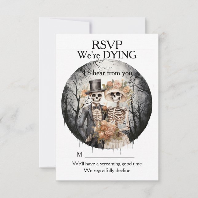Skeletal Couple Wedding RSVP Card (Front)