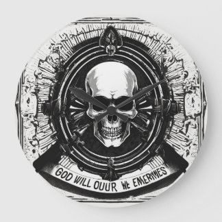 "Skeletal Elegance: Mini Skull Wall Clock" Large Clock