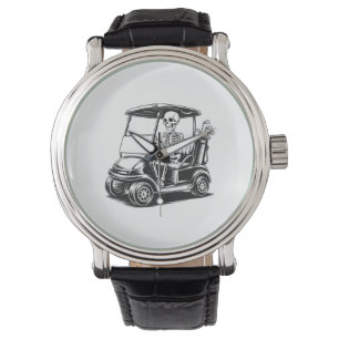 Skeletal Golfer Skull Playing Golf Watch