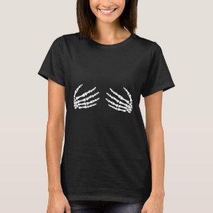 Skeletal Hands On Chest Breasts Witches Gift  T-Shirt