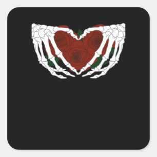 Skeletal Heart Square Sticker