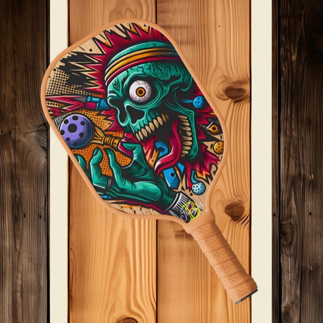 Skeletal Slam: Racquet Skeleton Wood Art Image Pickleball Paddle (Creator Uploaded)