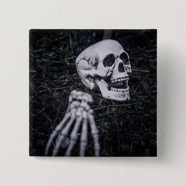 Skeleton 15 Cm Square Badge (Front)