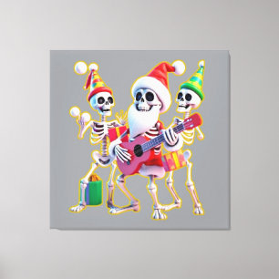 **Skeleton 3D Christm Santa Party – Funnyas Skelet Canvas Print