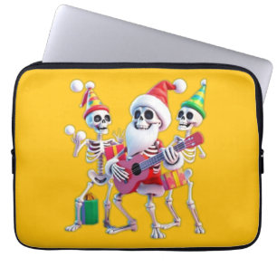 **Skeleton 3D Christm Santa Party – Funnyas Skelet Laptop Sleeve