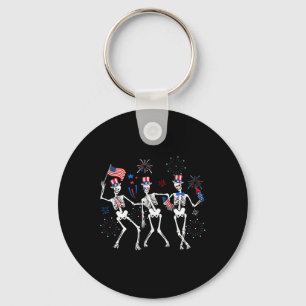 Skeleton 4th Of July American Flag Skellies  Key Ring