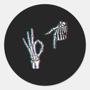 Skeleton 67 Meme Funny Halloween Boys Girls Youth  Classic Round Sticker
