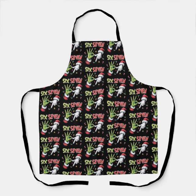 Skeleton 6 7 Christmas Six Seven Meme Xmas Apron (Front)