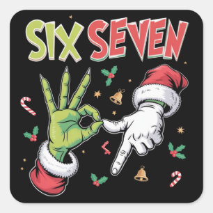 Skeleton 6 7 Christmas Six Seven Meme Xmas Square Sticker