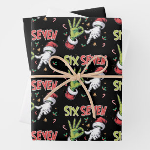 Skeleton 6 7 Christmas Six Seven Meme Xmas Wrapping Paper Sheet