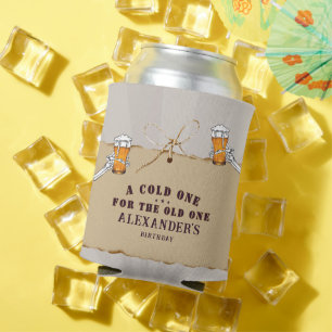 Skeleton A Cold One For The Old One Beer Birthday Can Cooler