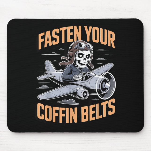 Skeleton Airline Pilot Halloween Funny Spooky Mouse Pad (Front)