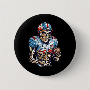 Skeleton American Football Player Halloween Graphi 6 Cm Round Badge