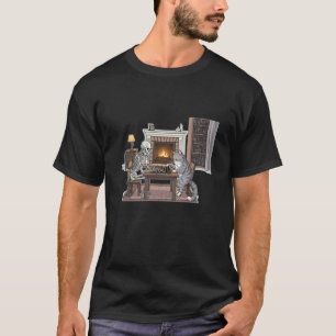 Skeleton and Cat Playing Chess T-Shirt