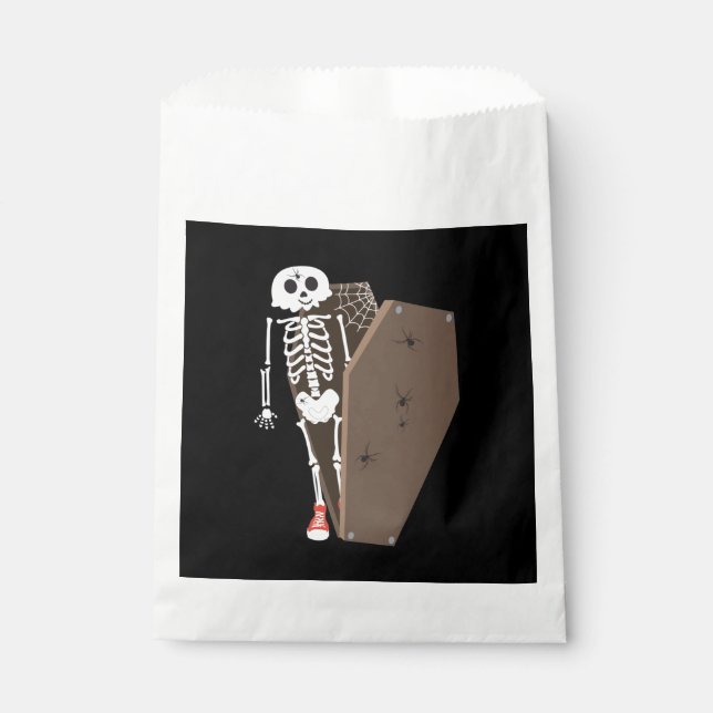 Skeleton and Coffin Halloween Design Favour Bags (Front)