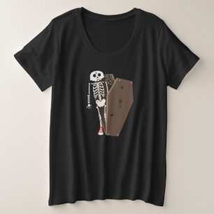 Skeleton and Coffin Halloween Design Plus Size T-Shirt