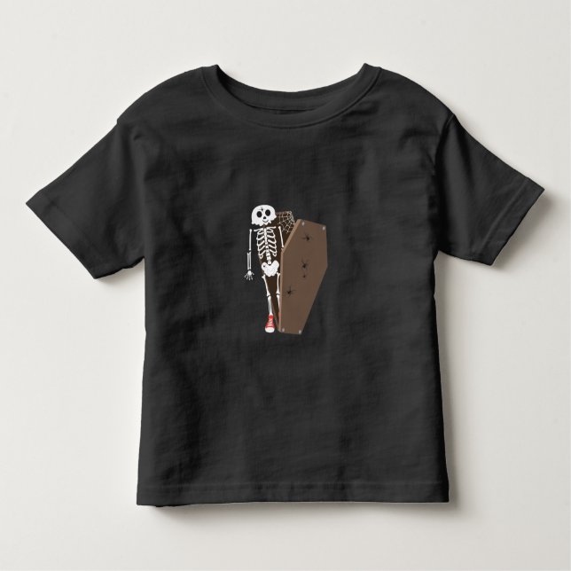 Skeleton and Coffin Halloween Design Toddler T-Shirt (Front)