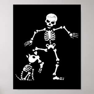 Skeleton And Dog Halloween Costume Funny Skull Men Poster