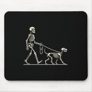 Skeleton And Dog Lazy Halloween Costume Funny Skul Mouse Pad