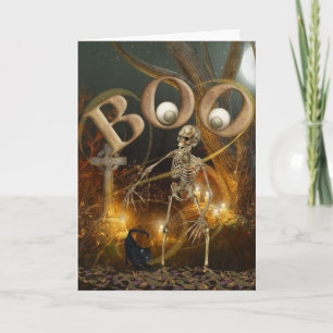 Skeleton and Grave Halloween Card