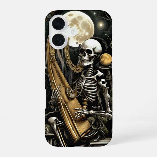 Skeleton and Harp II iPhone 16 Case (Back)