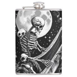 Skeleton and Harp III Hip Flask