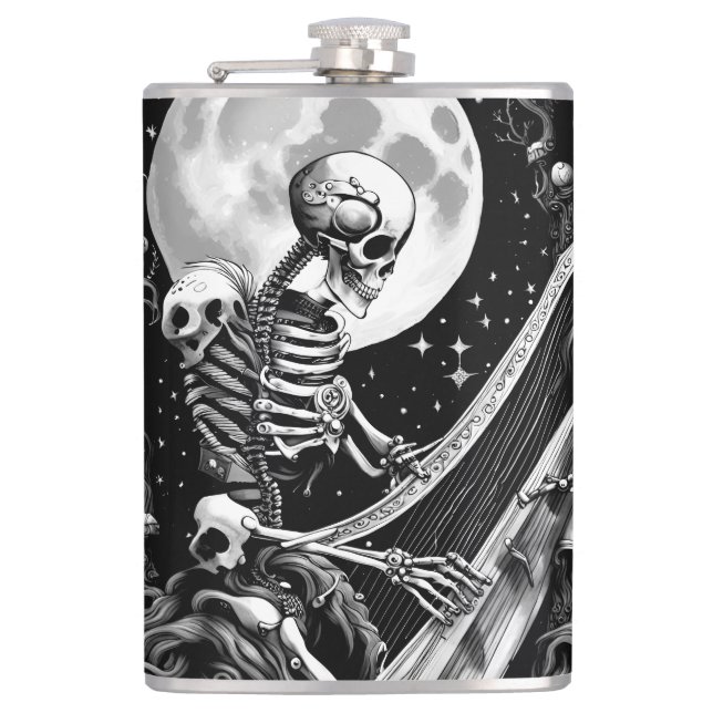 Skeleton and Harp III Hip Flask (Front)
