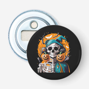 Skeleton and pumpkin bottle opener