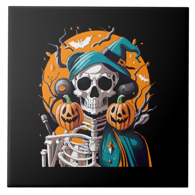 Skeleton and pumpkin tile (Front)
