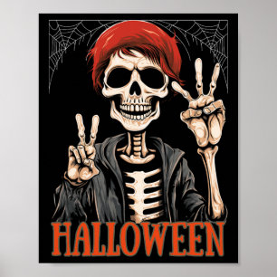 Skeleton Apocalypse Night In The Halloween Funny Poster