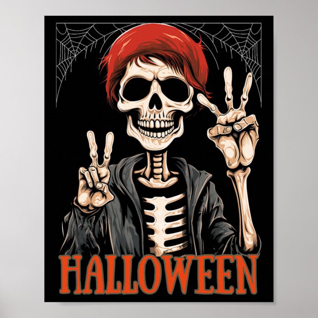 Skeleton Apocalypse Night In The Halloween Funny  Poster (Front)