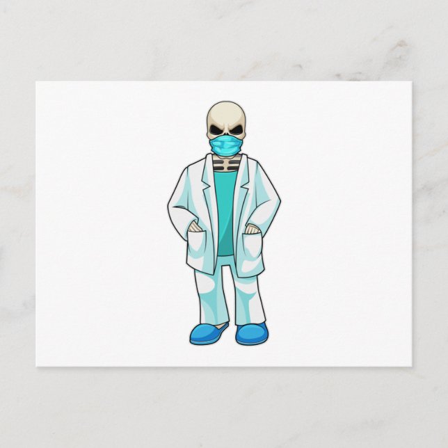 Skeleton as Doctor with Face mask Postcard (Front)