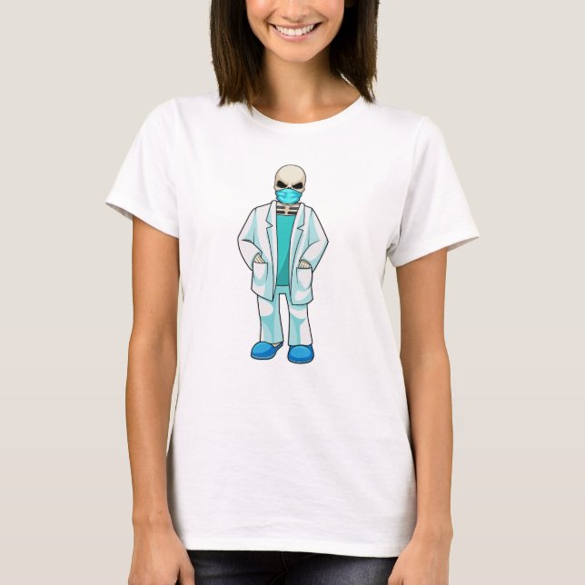 Skeleton as Doctor with Face mask T-Shirt (Front)
