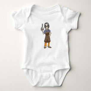 Skeleton as Hairdresser with Scissors Baby Bodysuit