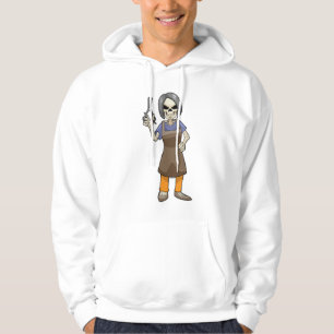 Skeleton as Hairdresser with Scissors Hoodie