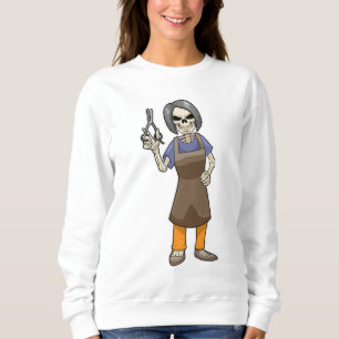 Skeleton as Hairdresser with Scissors Sweatshirt